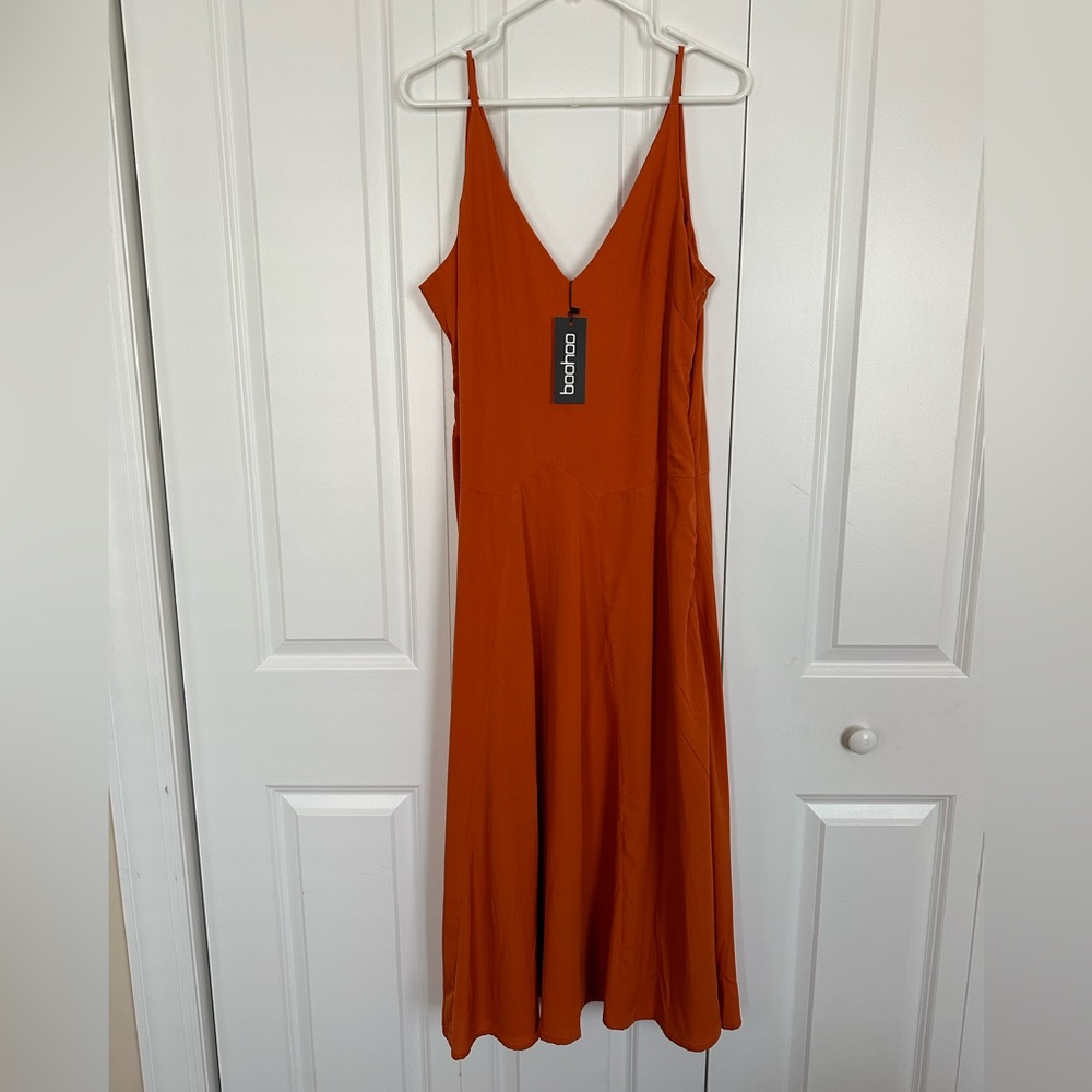 Midi orange slip dress